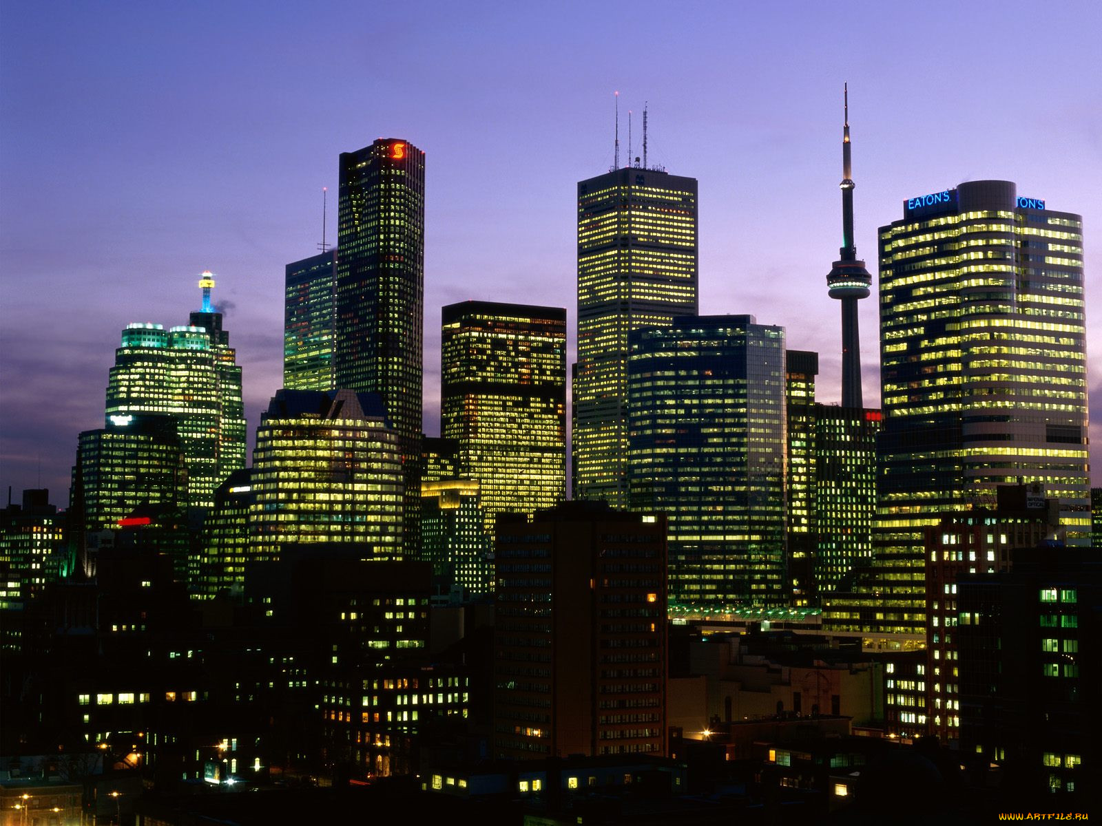 night, falls, over, toronto, ontario, , , 
